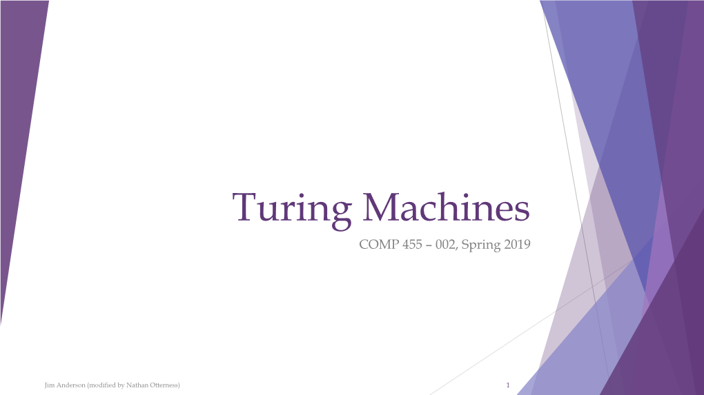 Turing Machines COMP 455 – 002, Spring 2019