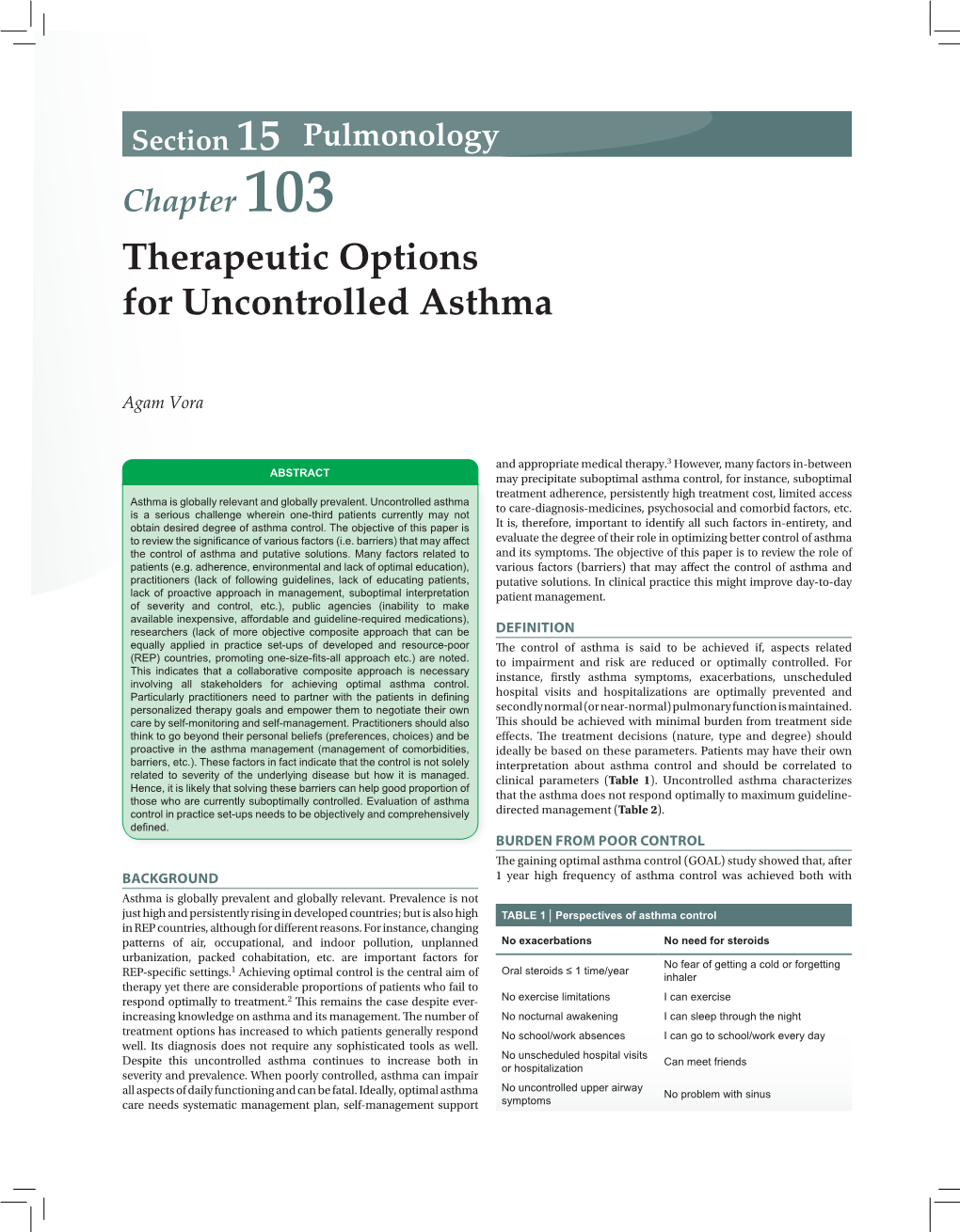 Therapeutic Options for Uncontrolled Asthma