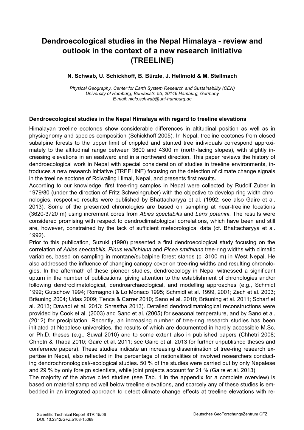 Dendroecological Studies in the Nepal Himalaya - Review and Outlook in the Context of a New Research Initiative (TREELINE)