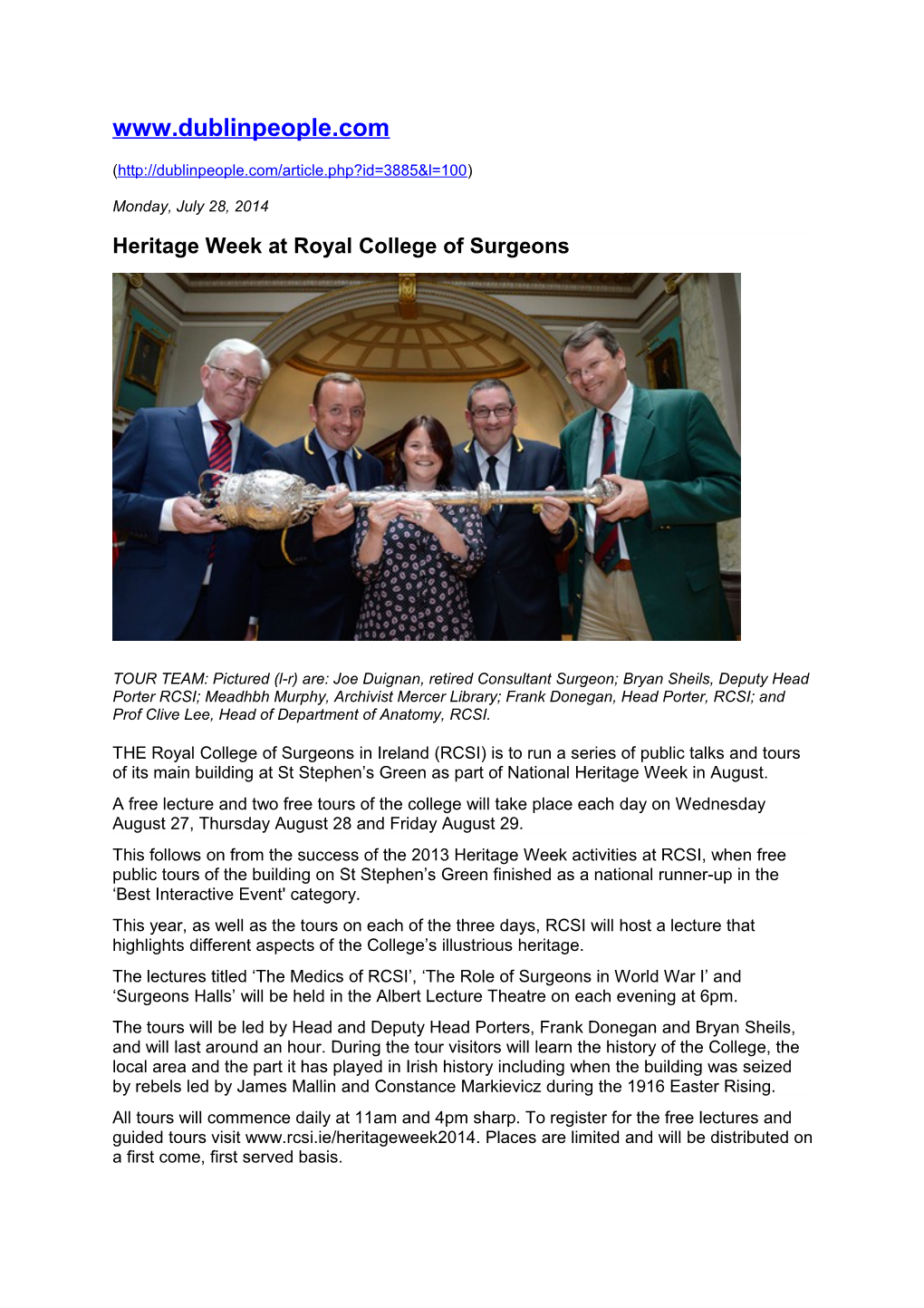 Heritage Week at Royal College of Surgeons