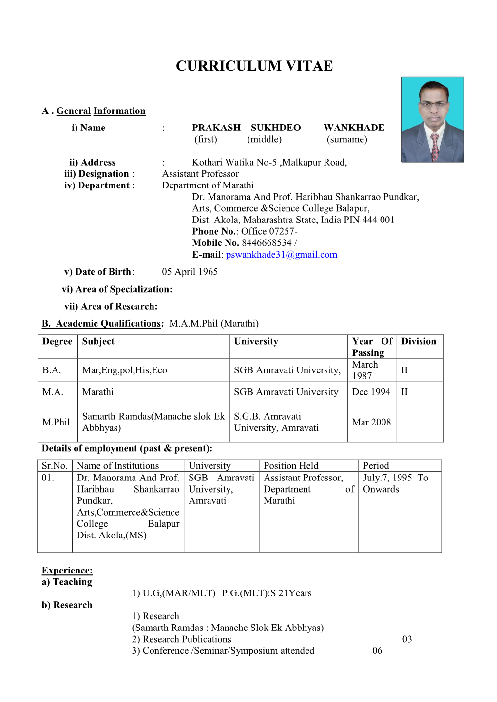 Curriculum Vitae