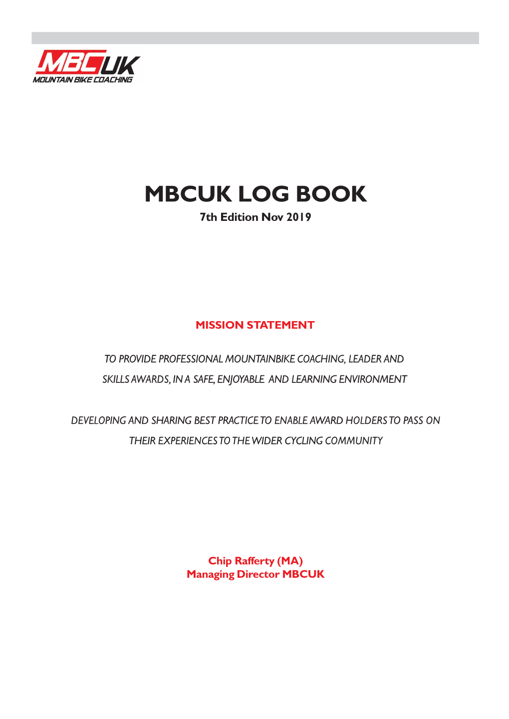MBCUK LOG BOOK 7Th Edition Nov 2019
