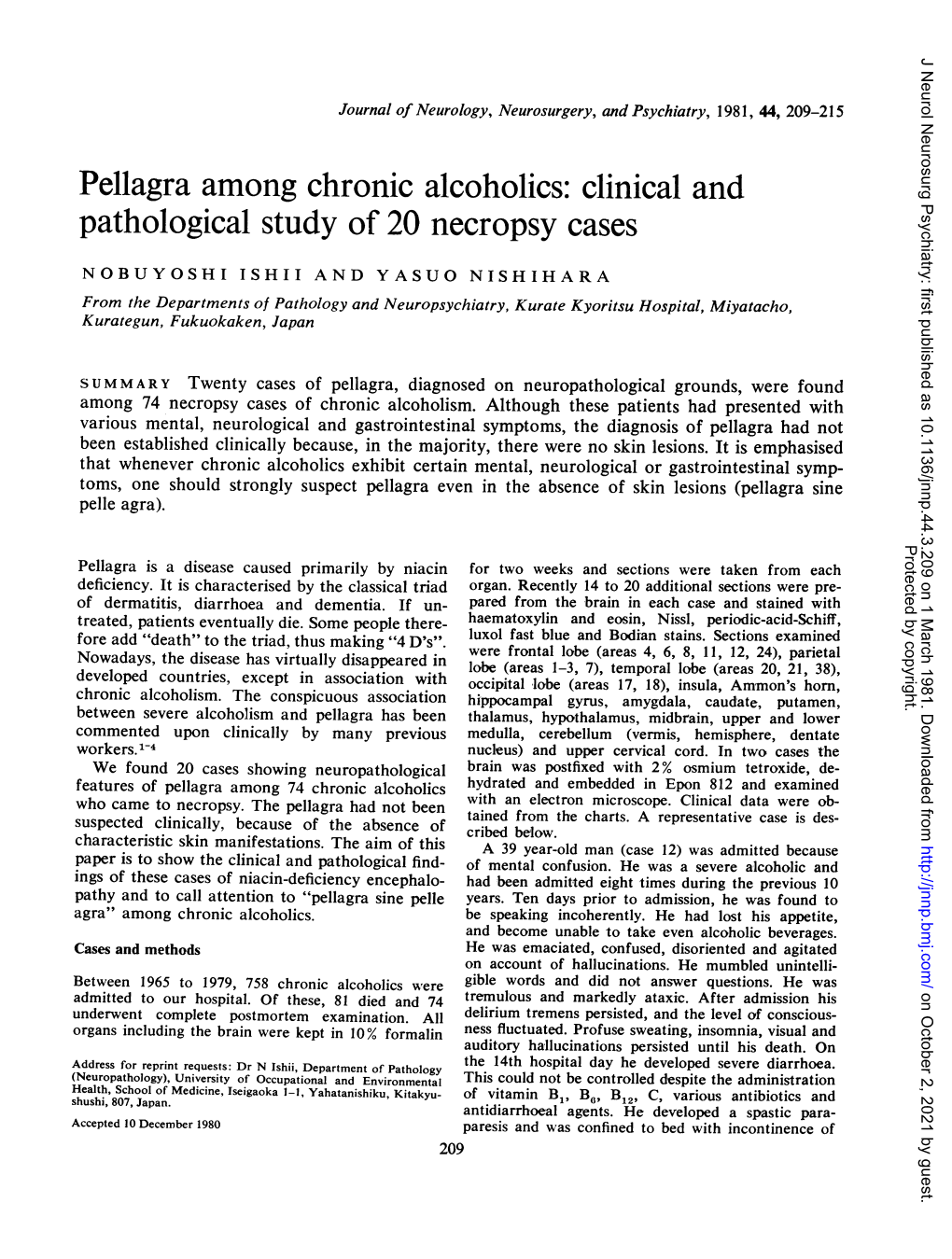 Pellagra Among Chronic Alcoholics: Clinical and Pathological Study of 20 Necropsy Cases