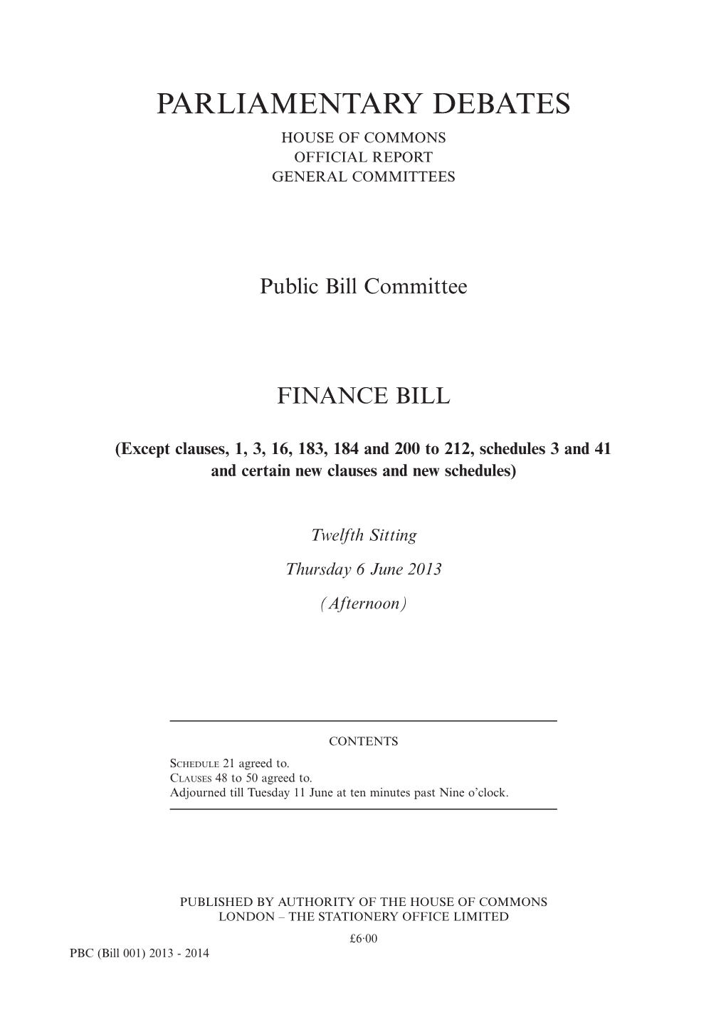 Parliamentary Debates House of Commons Official Report General Committees