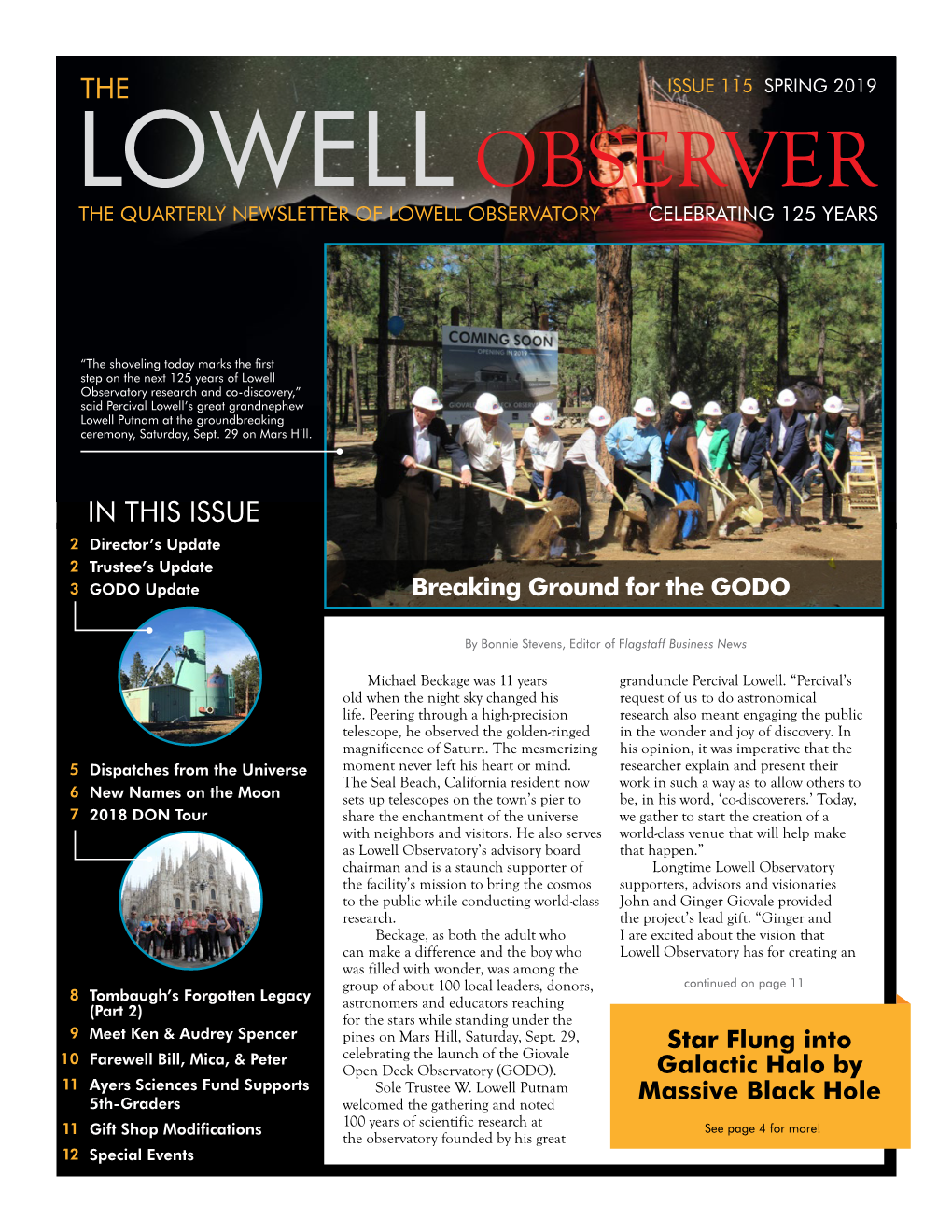 Lowell Observer the Quarterly Newsletter of Lowell Observatory Celebrating 125 Years