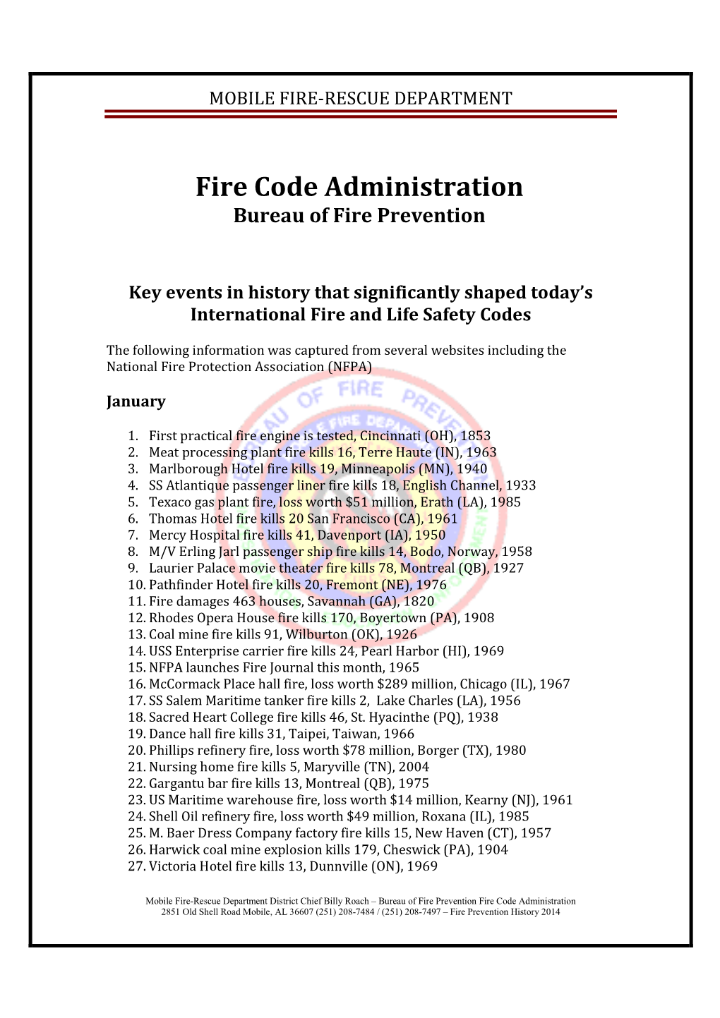 Fire Prevention History 2014