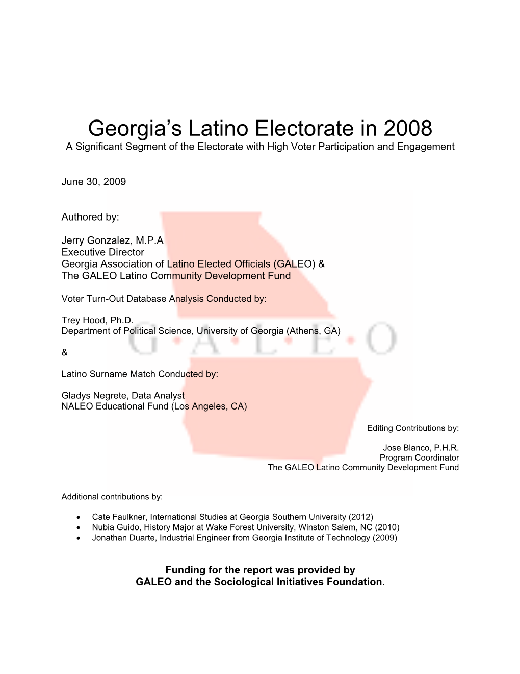 Georgia's Latino Electorate in 2008