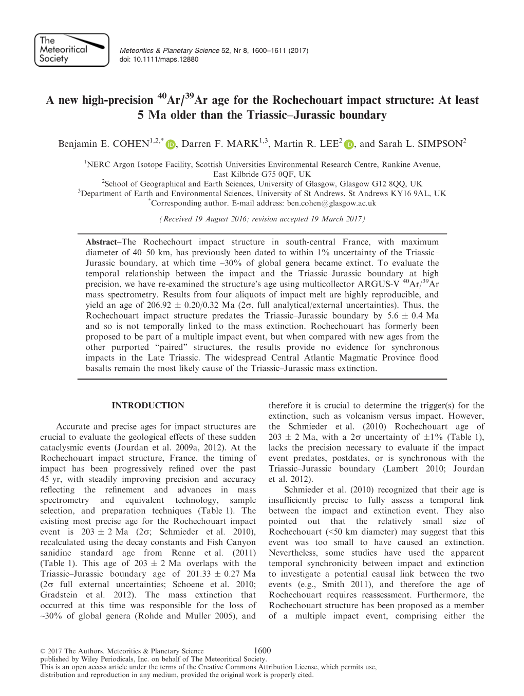 39Ar Age for the Rochechouart Impact Structure: at Least 5 