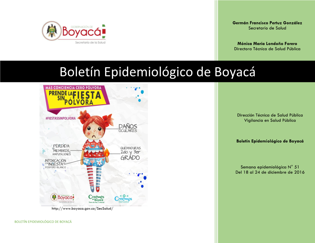 Boletín Epidemiológico De Boyacá