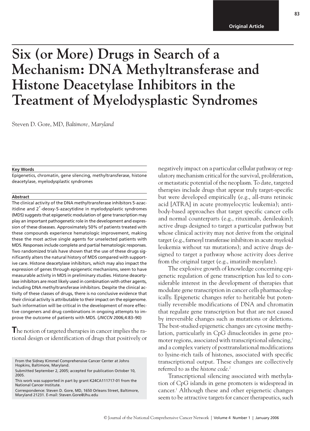 DNA Methyltransferase and Histone Deacetylase Inhibitors in the Treatment of Myelodysplastic Syndromes