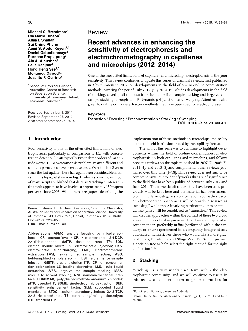 Recent Advances in Enhancing the Sensitivity of Electrophoresis And