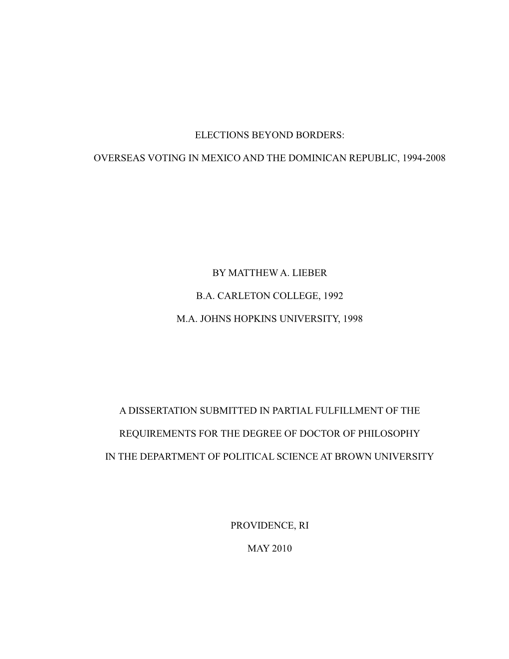 Dissertation: “Global Nations and Extraterritorial Institutions