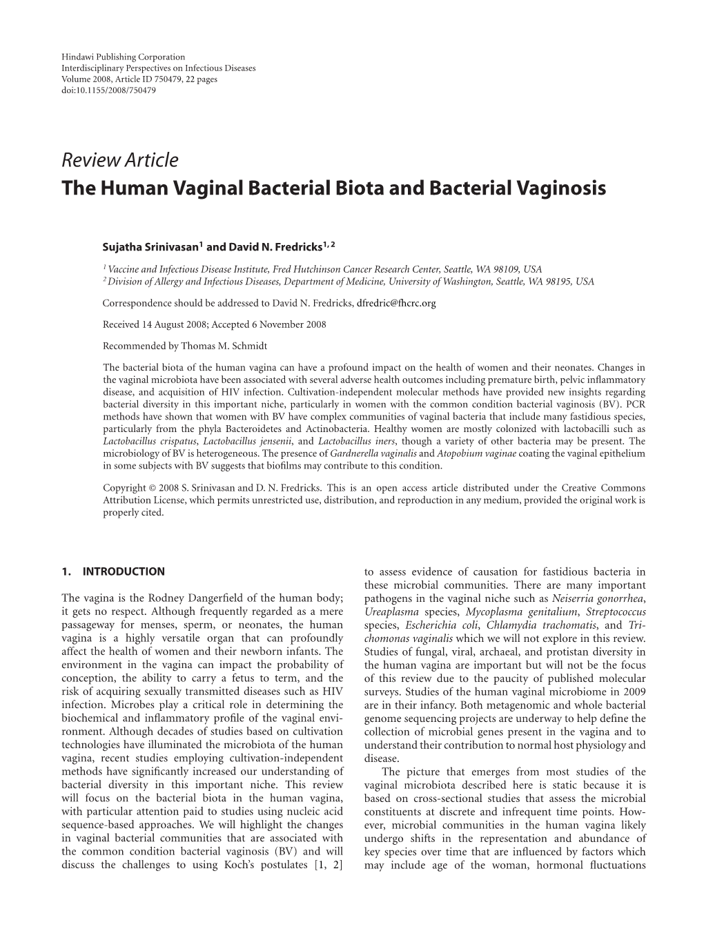 The Human Vaginal Bacterial Biota and Bacterial Vaginosis