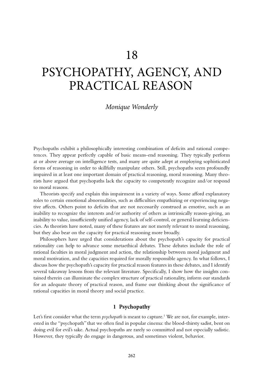 18 Psychopathy, Agency, and Practical Reason