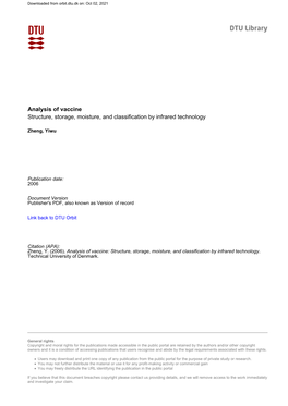 Analysis of Vaccine Structure, Storage, Moisture, and Classification by Infrared Technology