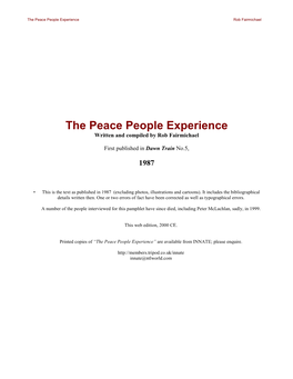 Peace People Experience Rob Fairmichael