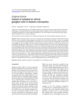 Original Article Impact of Catalpol on Retinal Ganglion Cells in Diabetic Retinopathy