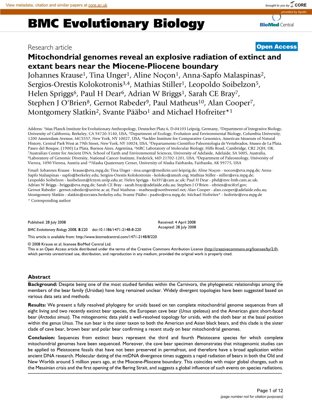 BMC Evolutionary Biology Biomed Central