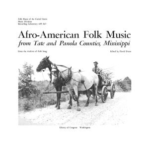 Afro-American Folk Music from Tate and Panola Counties, Mississippi