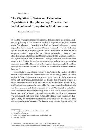 The Migration of Syrian and Palestinian Populations in the 7Th Century: Movement of Individuals and Groups in the Mediterranean