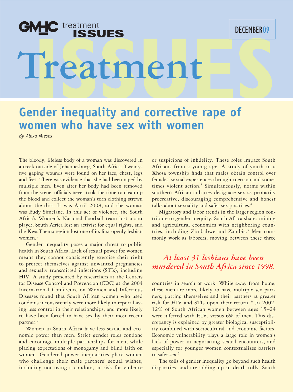Gender Inequality and Corrective Rape of Women Who Have Sex with Women