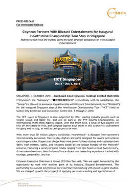 Cityneon Partners with Blizzard Entertainment for Inaugural