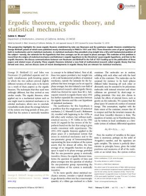 Ergodic Theorem, Ergodic Theory, and Statistical Mechanics Calvin C