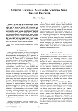 Semantic Relations of Soto Headed Attributive Noun Phrases in Indonesian