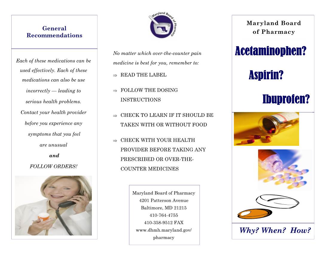 APAP, Aspirin, Ibuprofen Brochure 5.23.12