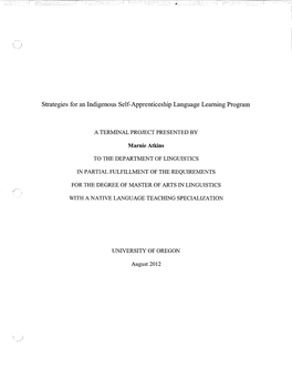Strategies for an Indigenous Self-Apprenticeship Language Learning Program