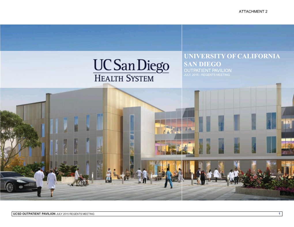 University of California San Diego Outpatient Pavilion July, 2015 - Regents Meeting