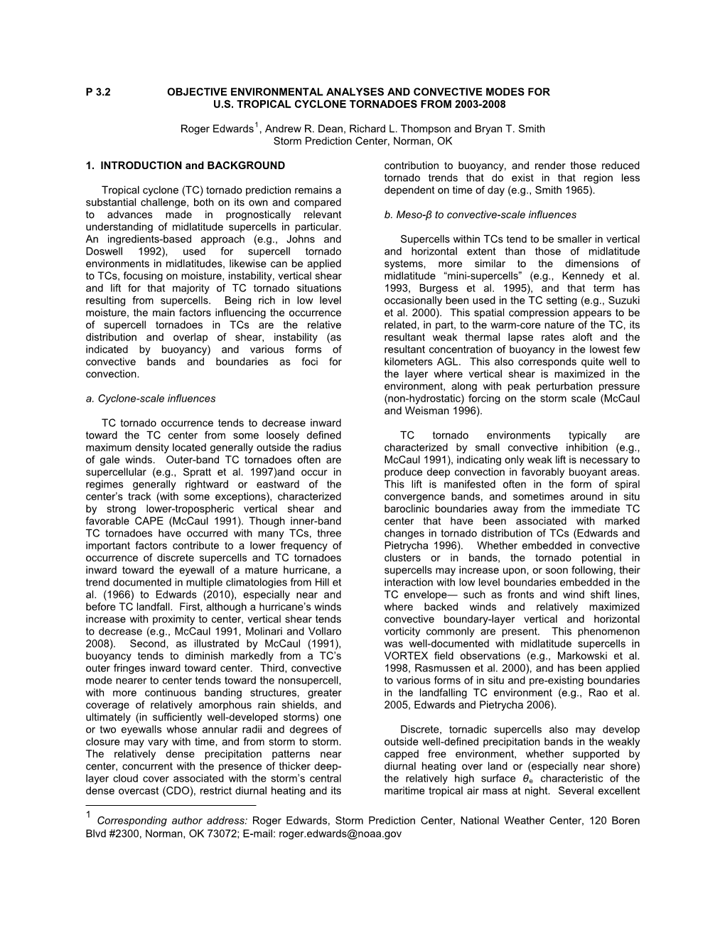 P>P 3.2 OBJECTIVE ENVIRONMENTAL ANALYSES and CONVECTIVE MODES for U.S