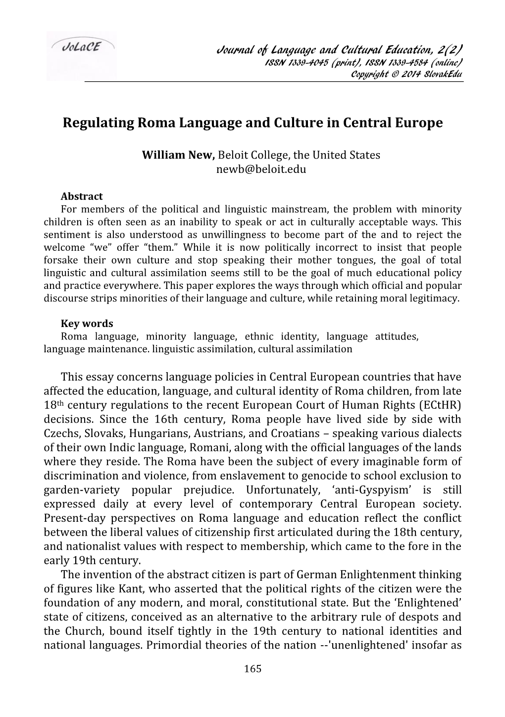 Regulating Roma Language and Culture in Central Europe
