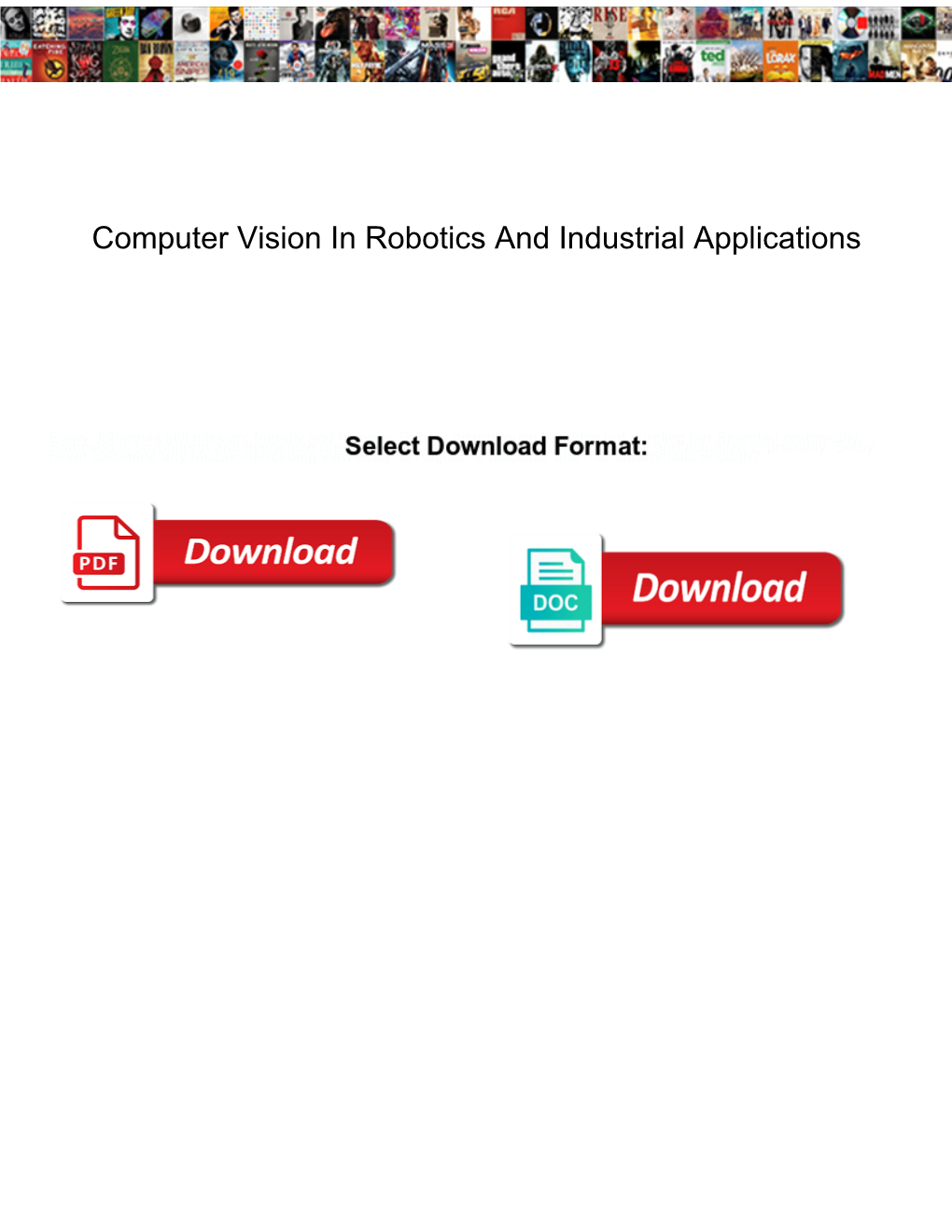 Computer Vision in Robotics and Industrial Applications