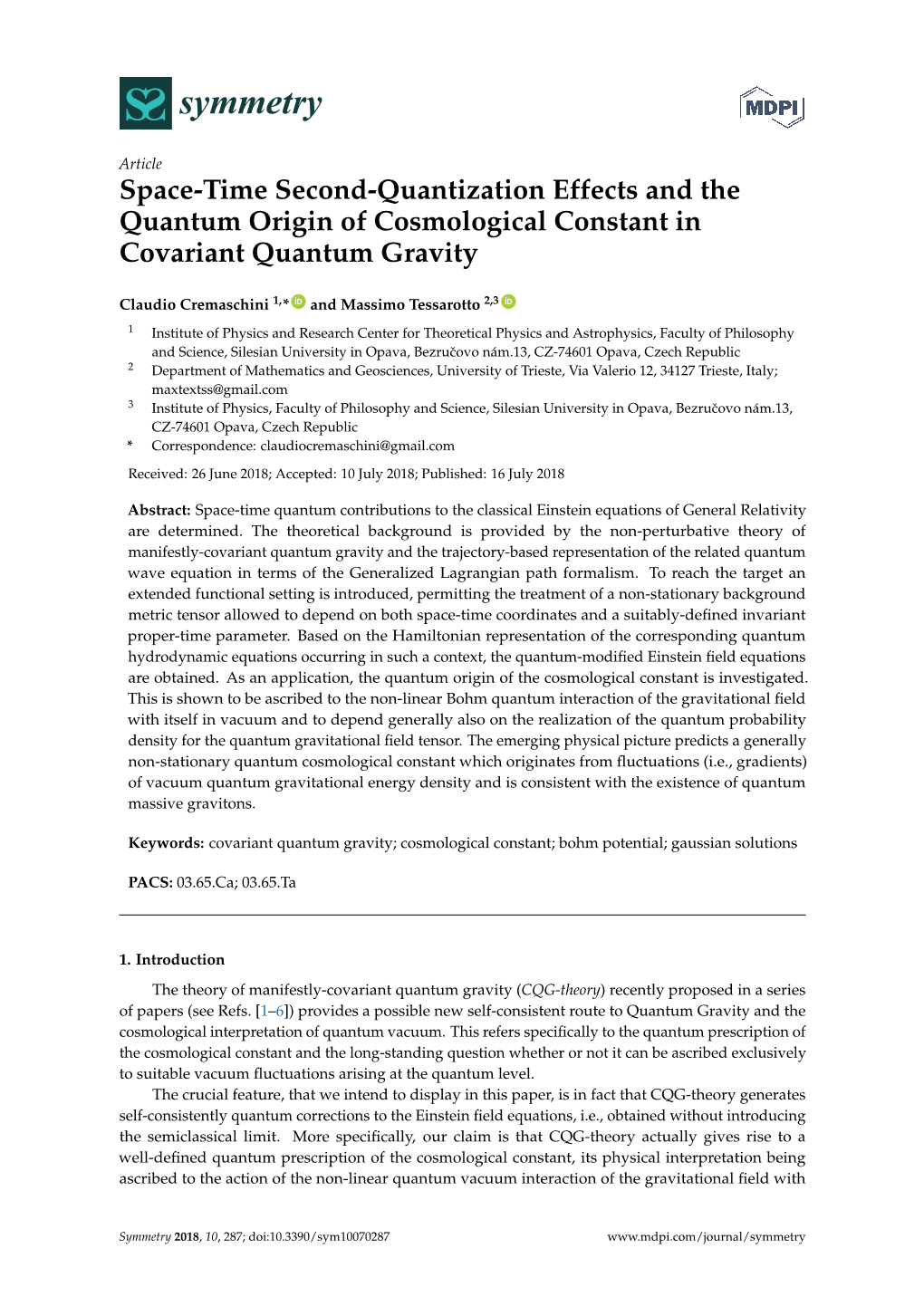 Space-Time Second-Quantization Effects and the Quantum Origin of Cosmological Constant in Covariant Quantum Gravity