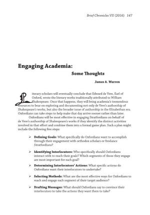 Engaging Academia: Some Thoughts