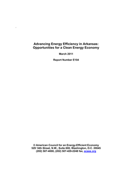 Advancing Energy Efficiency in Arkansas: Opportunities for a Clean Energy Economy