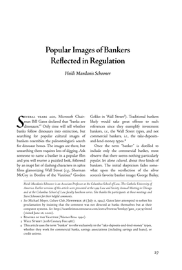 Popular Images of Bankers Re'ected in Regulation