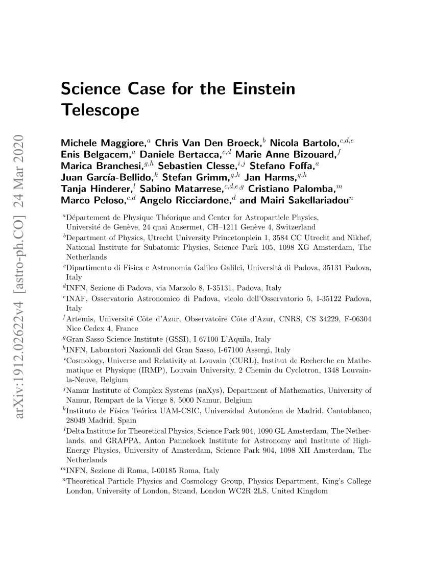 Science Case for the Einstein Telescope