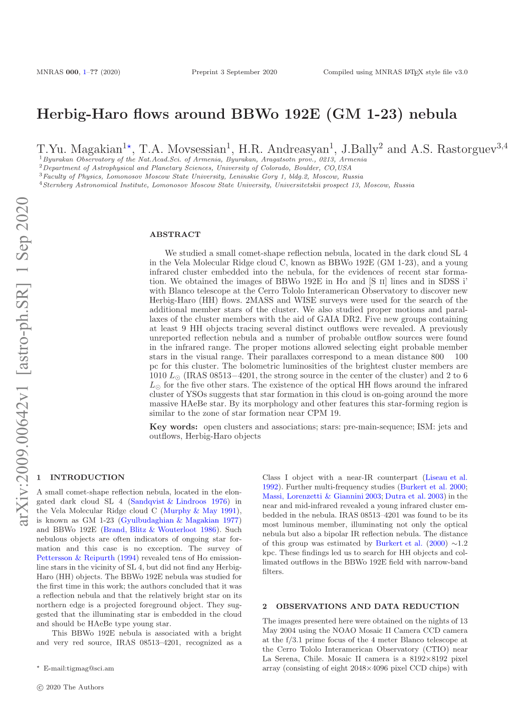 Herbig-Haro Flows Around Bbwo 192E (GM 1-23) Nebula
