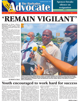 Youth Encouraged to Work Hard for Success IT Doesn’T Matter Where You Come From, Confidence Ceremony Held by the Conference Scheduled for Trinidad and Pandemic”