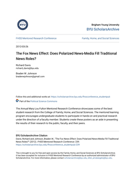 The Fox News Effect: Does Polarized News-Media Fill Traditional News Roles?