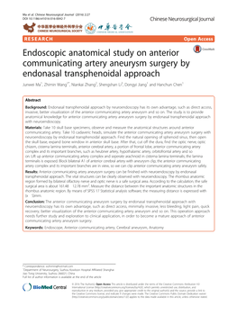 Endoscopic Anatomical Study on Anterior Communicating Artery