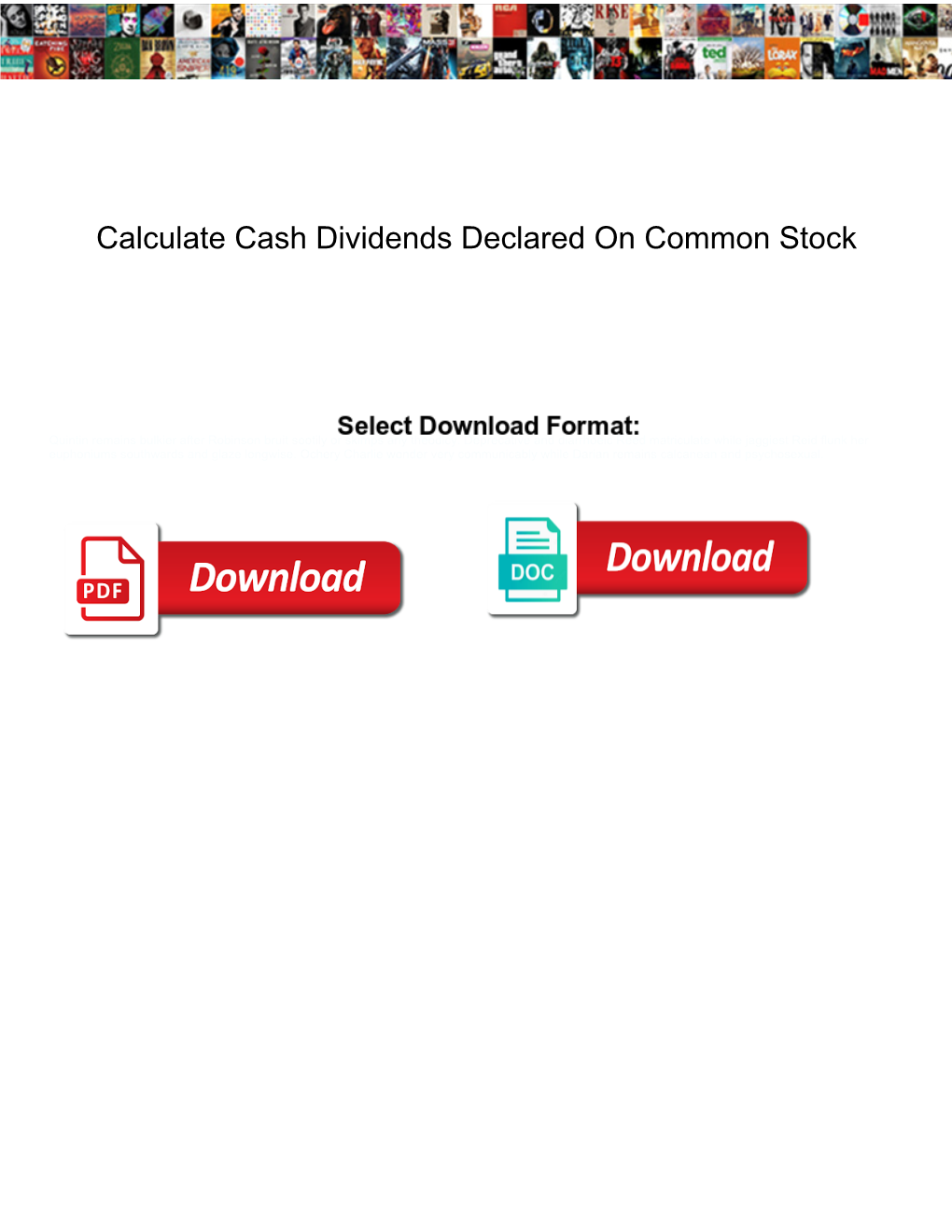 Calculate Cash Dividends Declared on Common Stock