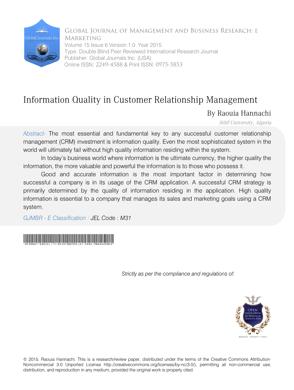 Information Quality in Customer Relationship Management