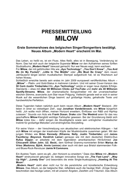 Pressemitteilung Milow