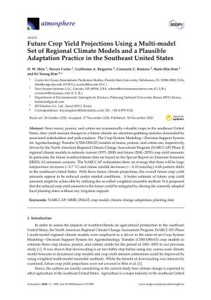Future Crop Yield Projections Using a Multi-Model Set of Regional Climate Models and a Plausible Adaptation Practice in the Southeast United States