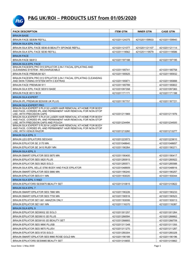 P&G UK/ROI – PRODUCTS LIST from 01/05/2020