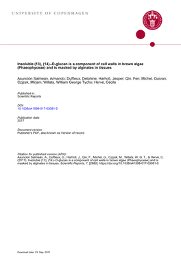 (1 → 4)-Β-D-Glucan Is a Component of Cell Walls in Brown Algae