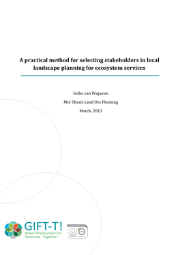 A Practical Method for Selecting Stakeholders in Local Landscape Planning for Ecosystem Services